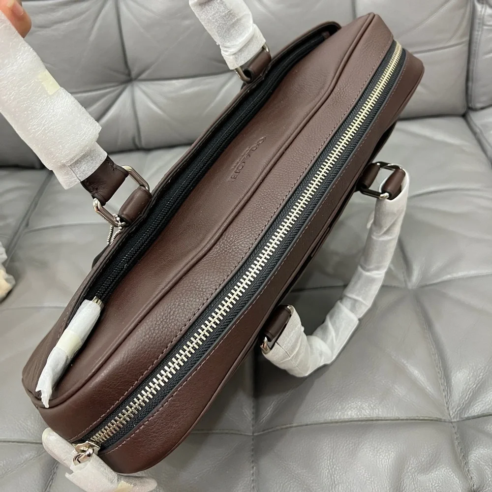 COACH Men SLIM BRIEF IN SIGNATURE MAHOGANY LEATHER F71798 - Picture 7 of 8